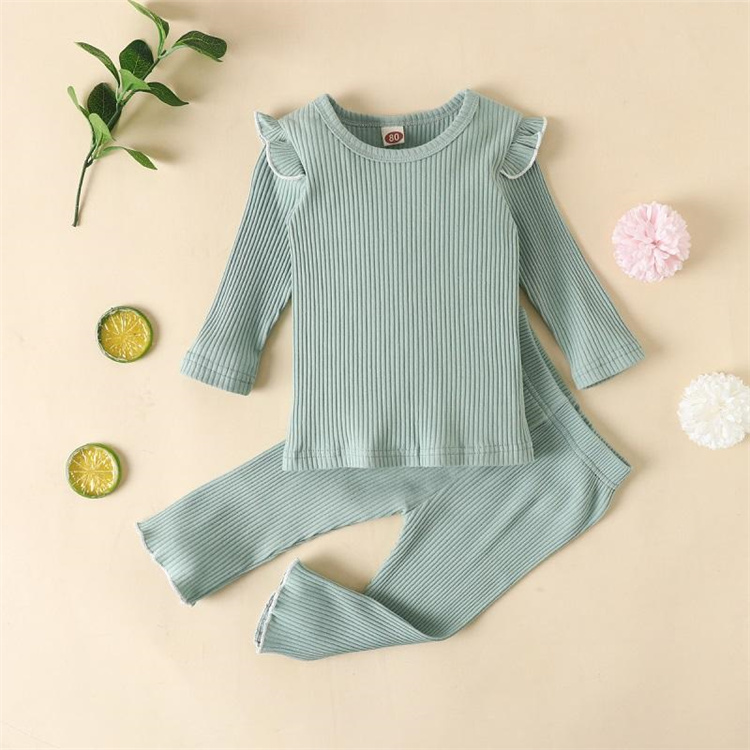 Adorable Rib Solid Kinder Pyjama Anzug