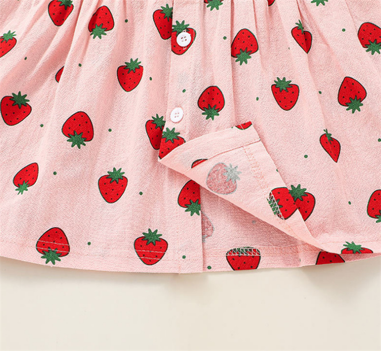 Yiwu Qinlan Garment Factory Strawberry bedrucktes rosa Langarmkleid