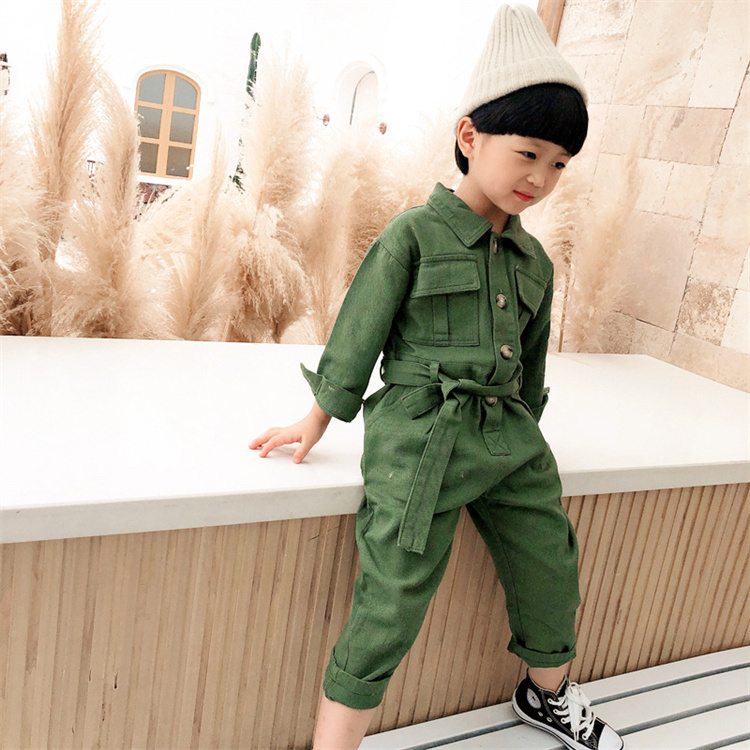Xinqiming Workwear Jeans mit Gürtel Kinder Jumpsuit