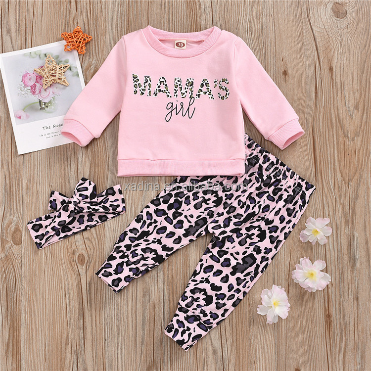 Dinaa Mädchen rosa Pullover Leopard Print Hose Set