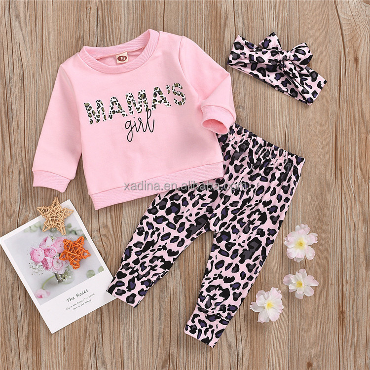 Dinaa Mädchen rosa Pullover Leopard Print Hose Set