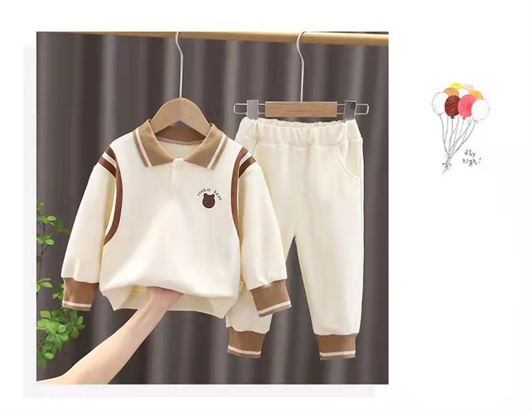Wadamen Kinder Pullover Set mit festem Bärenmuster und Revers