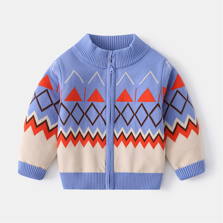 Wuchen Kinder Pullover mit geometrischem Reißverschluss