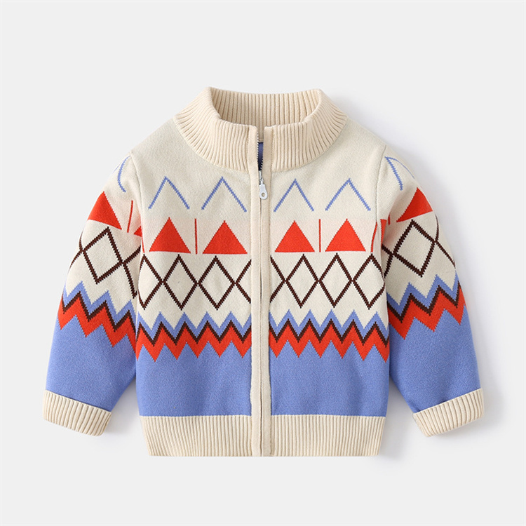 Wuchen Kinder Pullover mit geometrischem Reißverschluss