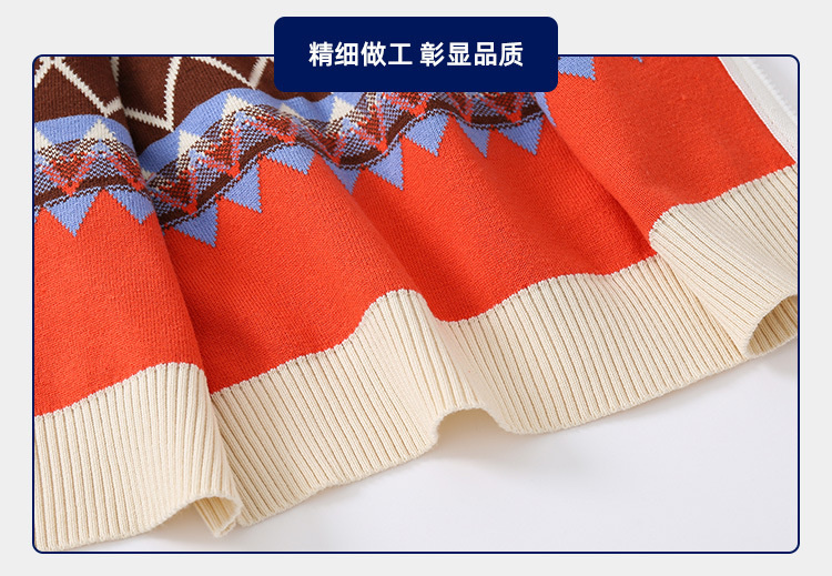 Wuchen Kinder Pullover mit geometrischem Reißverschluss