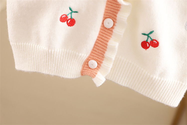 Ivy Süße Kirsche Kaninchen Stickerei Baby Pullover Cardigan