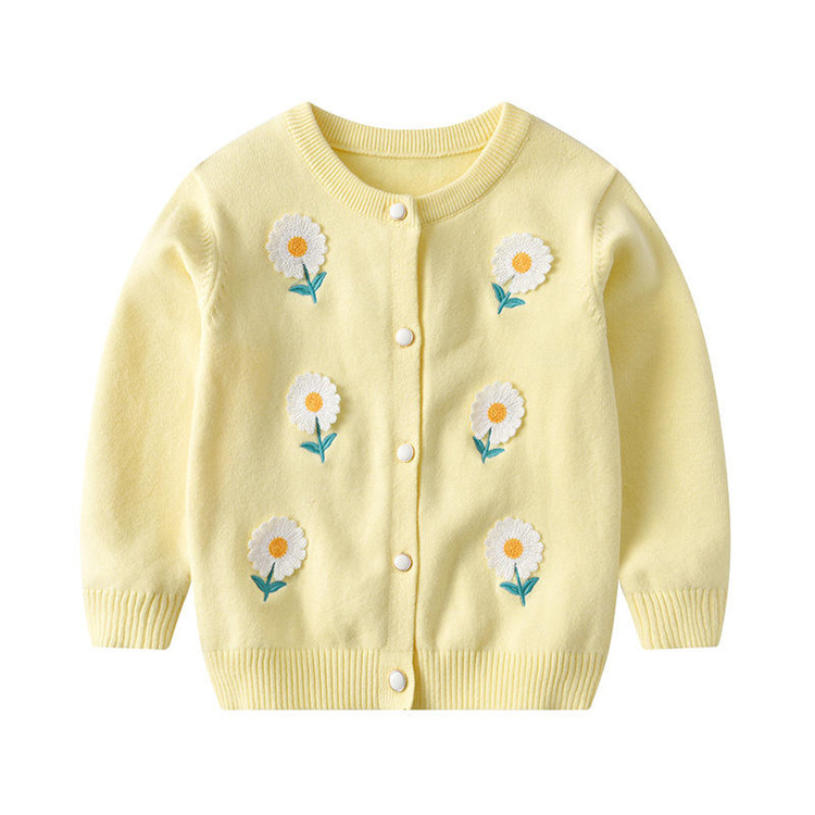 Bai xuan Pullover für Mädchen mit kleinen Gänseblümchen mit Knöpfen