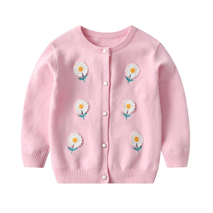 Bai xuan Pullover für Mädchen mit kleinen Gänseblümchen mit Knöpfen
