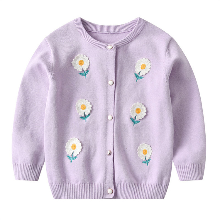 Bai xuan Pullover für Mädchen mit kleinen Gänseblümchen mit Knöpfen