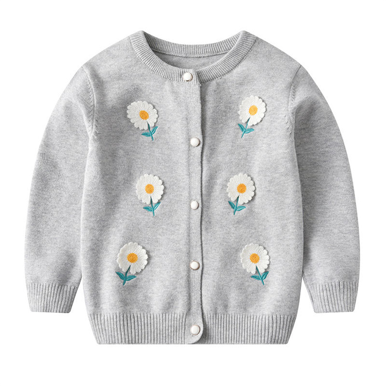 Bai xuan Pullover für Mädchen mit kleinen Gänseblümchen mit Knöpfen