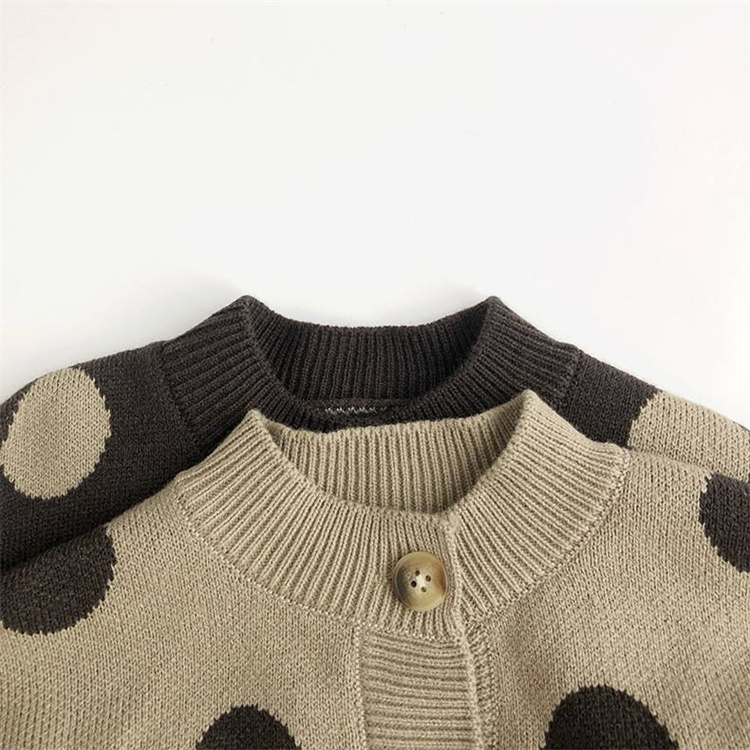 Huanyang Strickpullover mit Punkten und langen Ärmeln