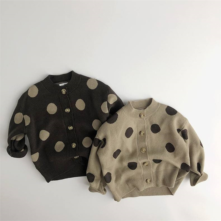 Huanyang Strickpullover mit Punkten und langen Ärmeln