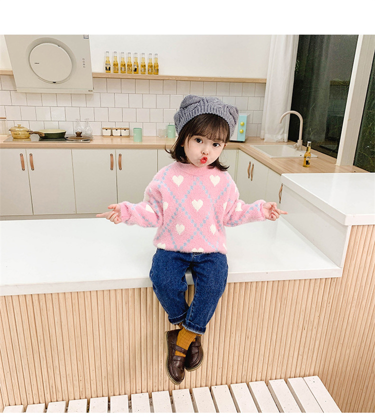 Eselena  Love karierter Kinderpullover