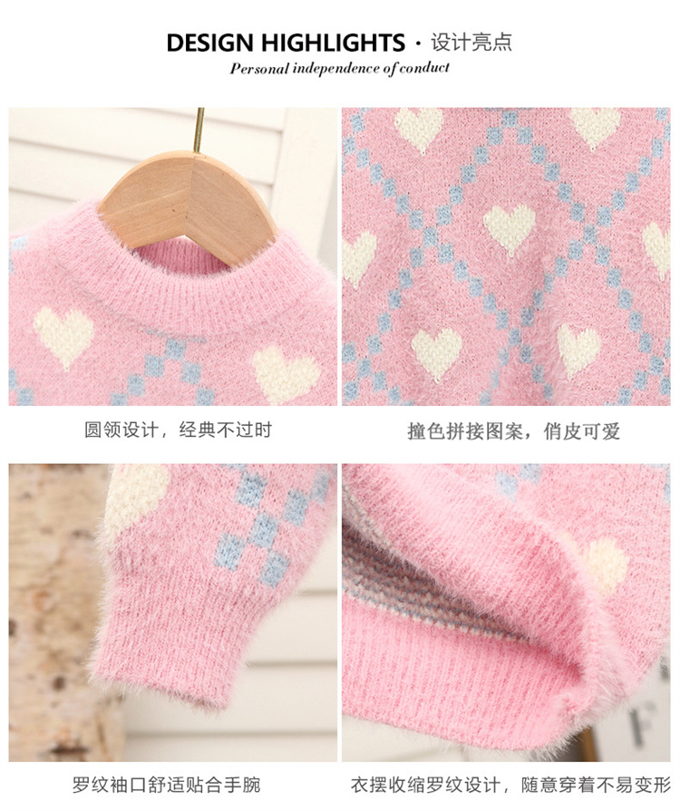 Eselena  Love karierter Kinderpullover