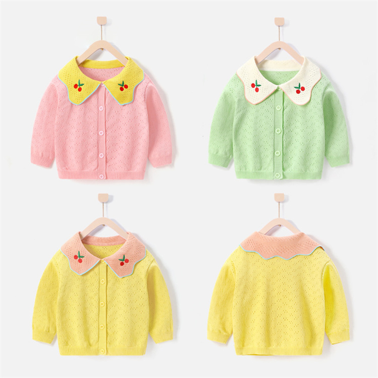 Fanmeng Kinderpullover aus Baumwolle mit Kirschenstickerei