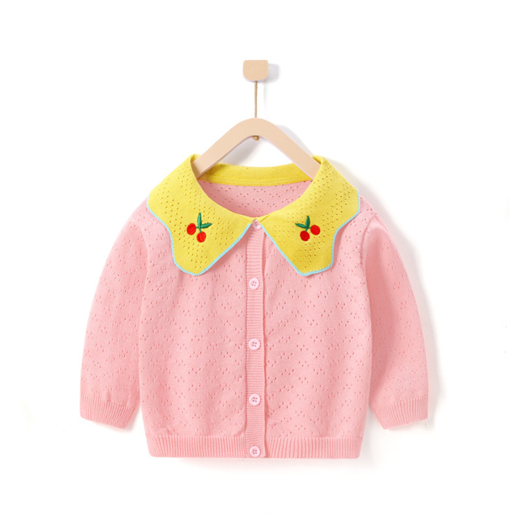 Fanmeng Kinderpullover aus Baumwolle mit Kirschenstickerei