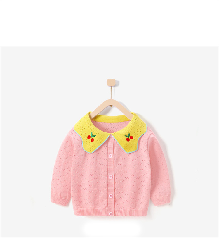 Fanmeng Kinderpullover aus Baumwolle mit Kirschenstickerei