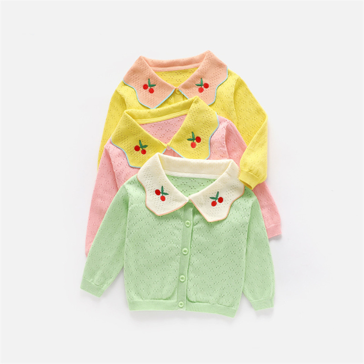 Fanmeng Kinderpullover aus Baumwolle mit Kirschenstickerei