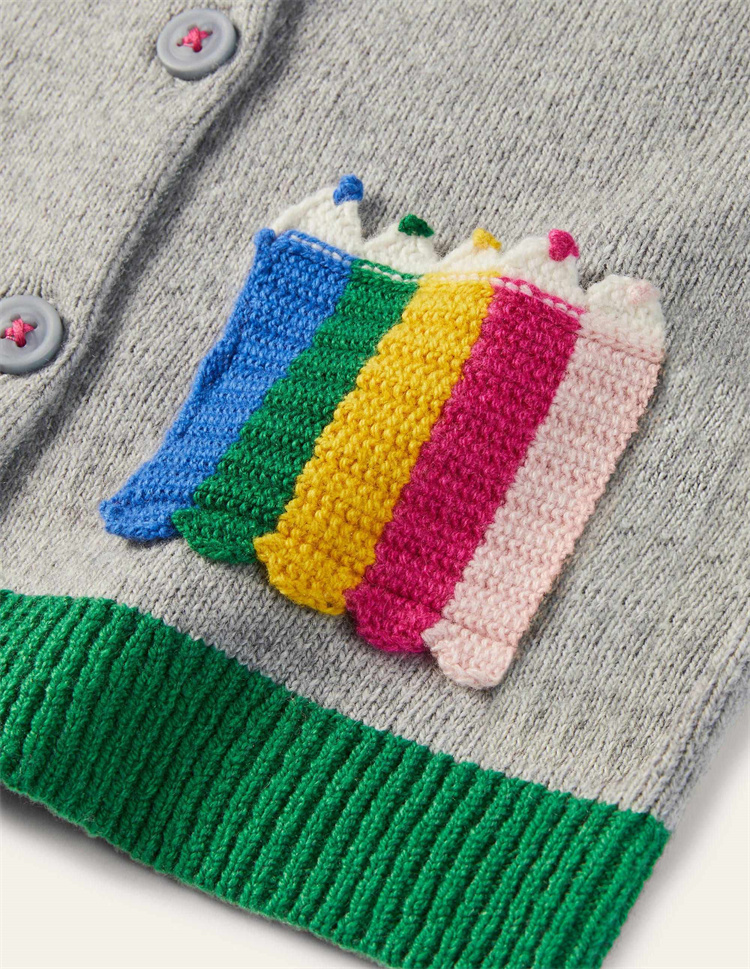 Mosun Graue süße Strickjacke Kinder Pullover