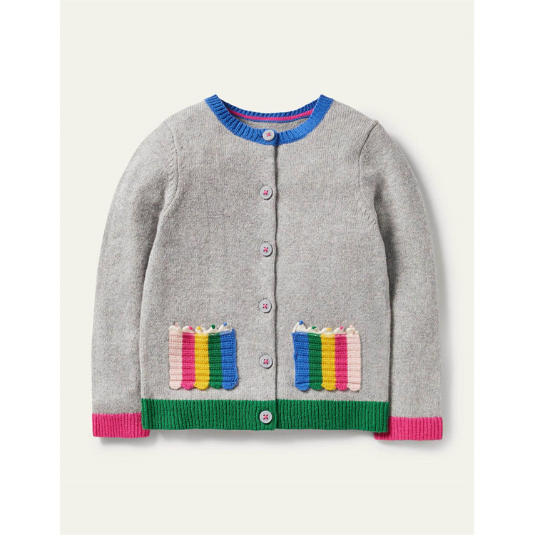 Mosun Graue süße Strickjacke Kinder Pullover