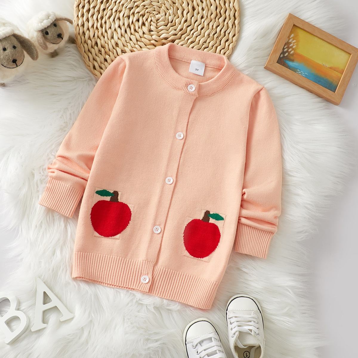 Weiyi Strickpullover für Kinder mit Apple Print