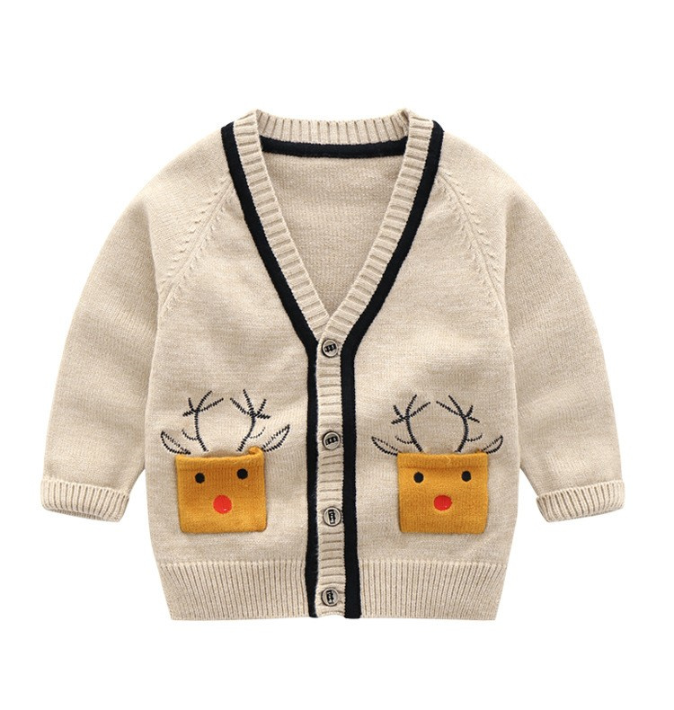 Weiyi Einfarbige Hirsch Strickjacke Baby Pullover