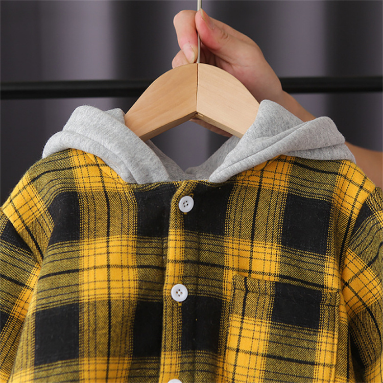 KINSNEY Winter Brushed Jungen Checker Kapuzenhemd