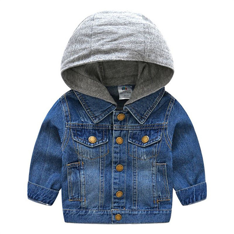 E2woo Koreanischer Jeansmantel für Kinder mit Kapuze