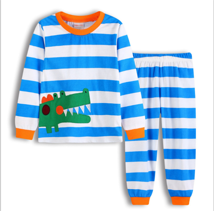 YAYU Cartoon Dinosaurier Streifen Jungen Pyjama Set