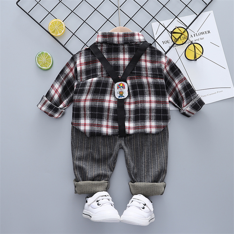 Bailangge Baby Langarm Plaid Shirt Hose Set