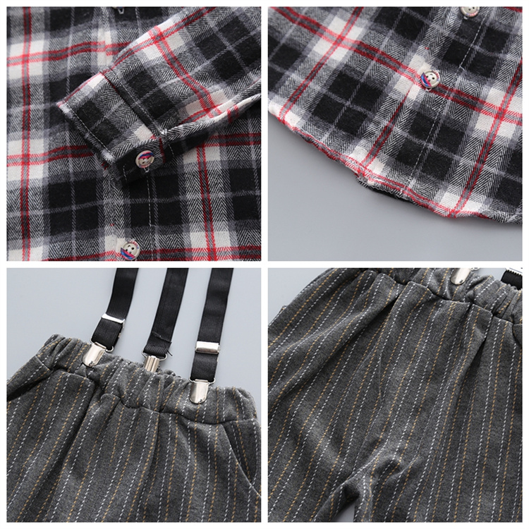 Bailangge Baby Langarm Plaid Shirt Hose Set