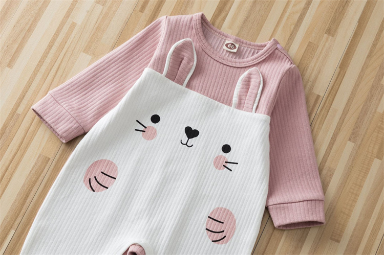 Shellclothing Cartoon Kaninchen Ohr Langarm Baby Einteiler Anzug