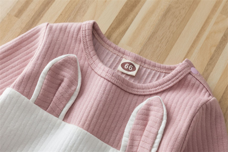 Shellclothing Cartoon Kaninchen Ohr Langarm Baby Einteiler Anzug