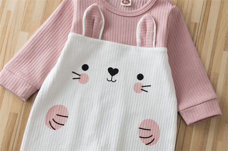 Shellclothing Cartoon Kaninchen Ohr Langarm Baby Einteiler Anzug