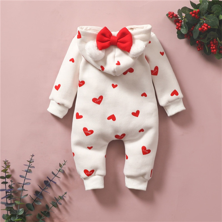 WY Baumwolle Langarm Kapuze Love Langarm Baby Bodysuit