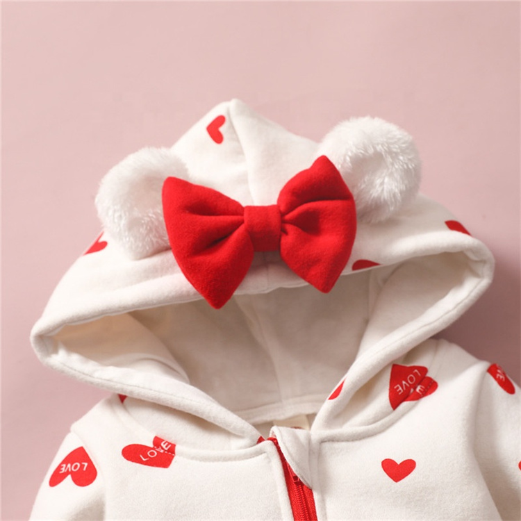 WY Baumwolle Langarm Kapuze Love Langarm Baby Bodysuit
