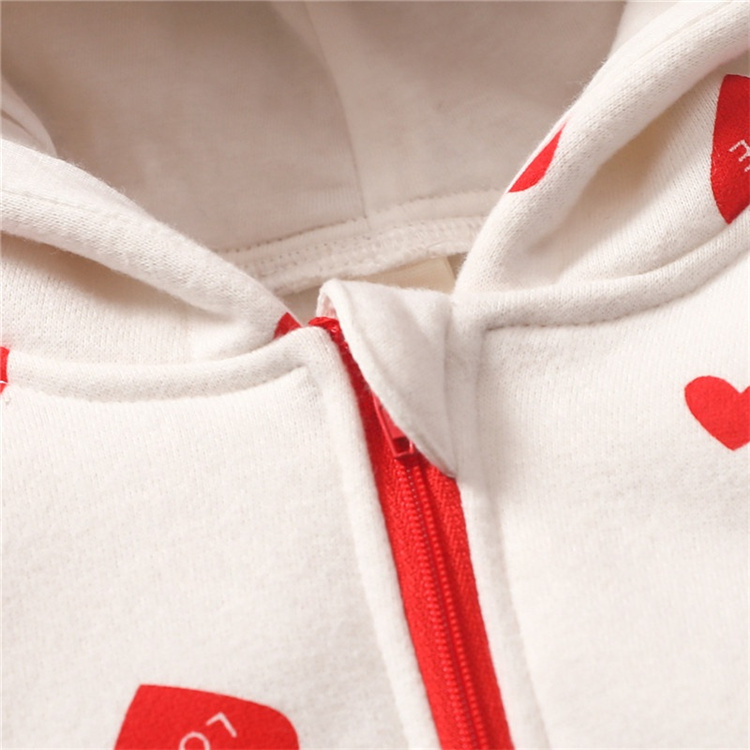 WY Baumwolle Langarm Kapuze Love Langarm Baby Bodysuit