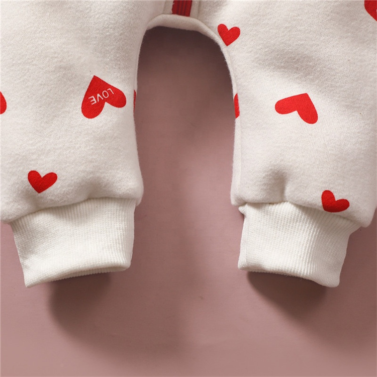 WY Baumwolle Langarm Kapuze Love Langarm Baby Bodysuit
