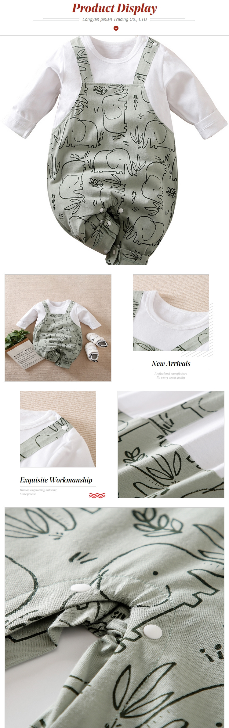 Yierying Gefälschte Zwei Herbst Langarm Nette Baby Bodysuit