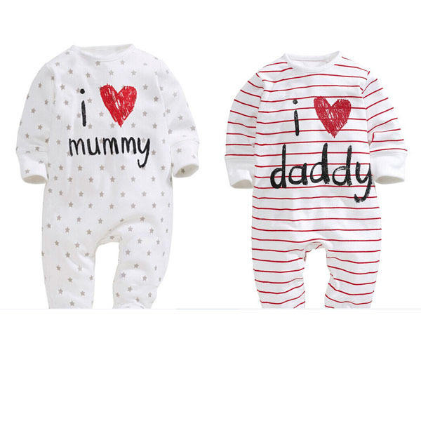 RUNDUO Streifen Buchstaben Cute Langarm Baby Bodysuit