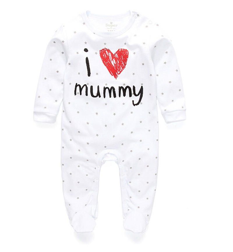RUNDUO Streifen Buchstaben Cute Langarm Baby Bodysuit