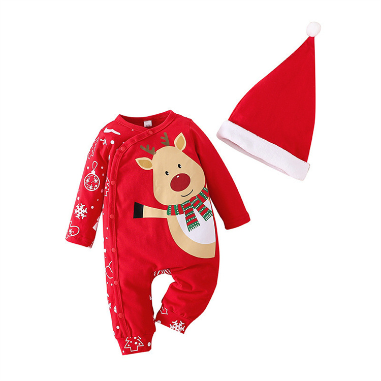 Xiaowei Weihnachten Elch Langarm Baby Bodysuit