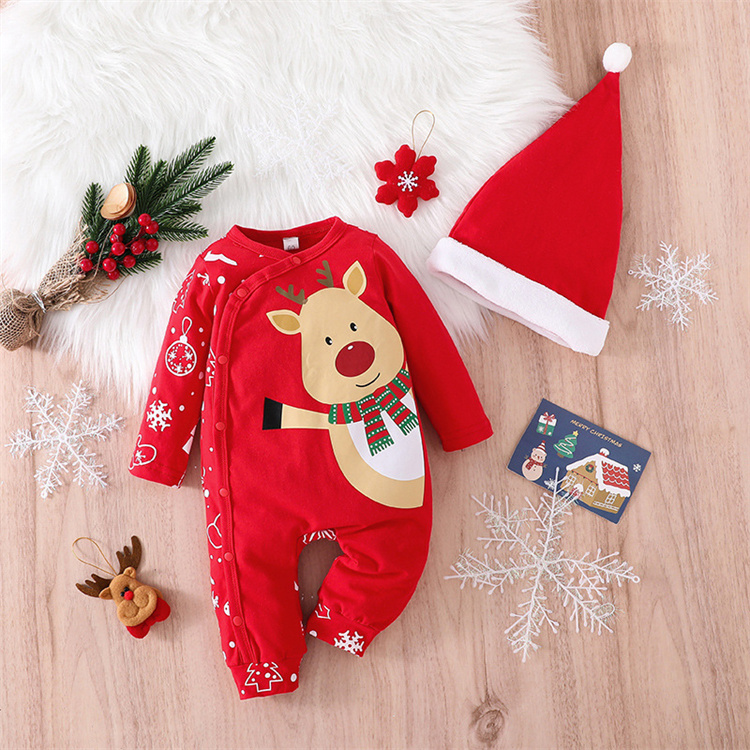 Xiaowei Weihnachten Elch Langarm Baby Bodysuit