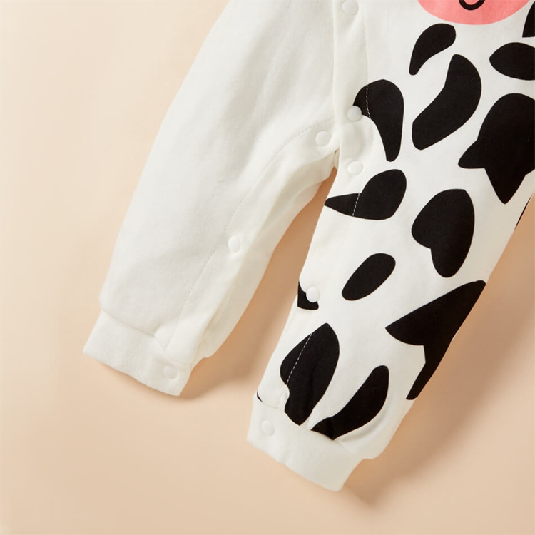 Lenbay Baby Langarm Jumpsuit aus Bio Baumwolle mit Kuh Print