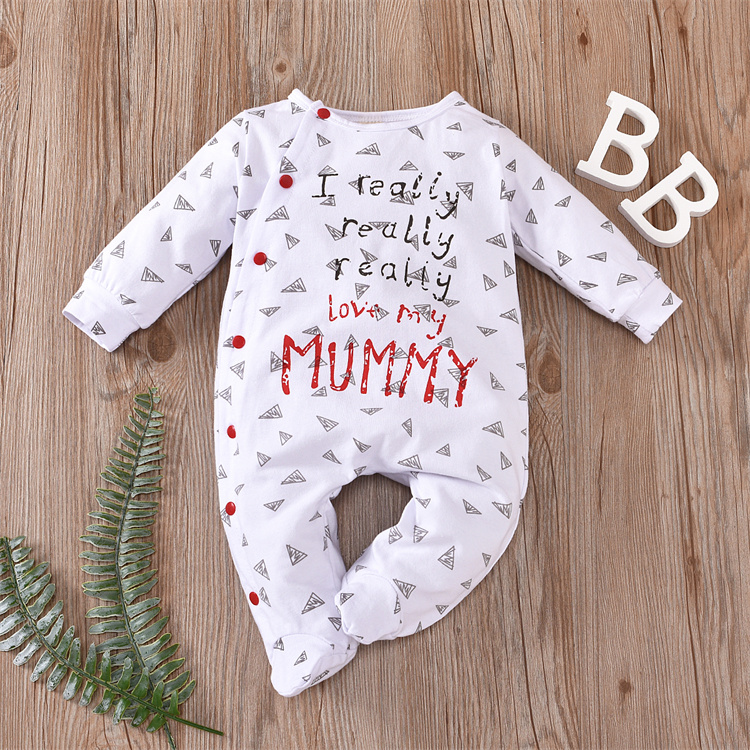 Qidehao Bio Baumwolle Buchstabe Langarm Bodysuit