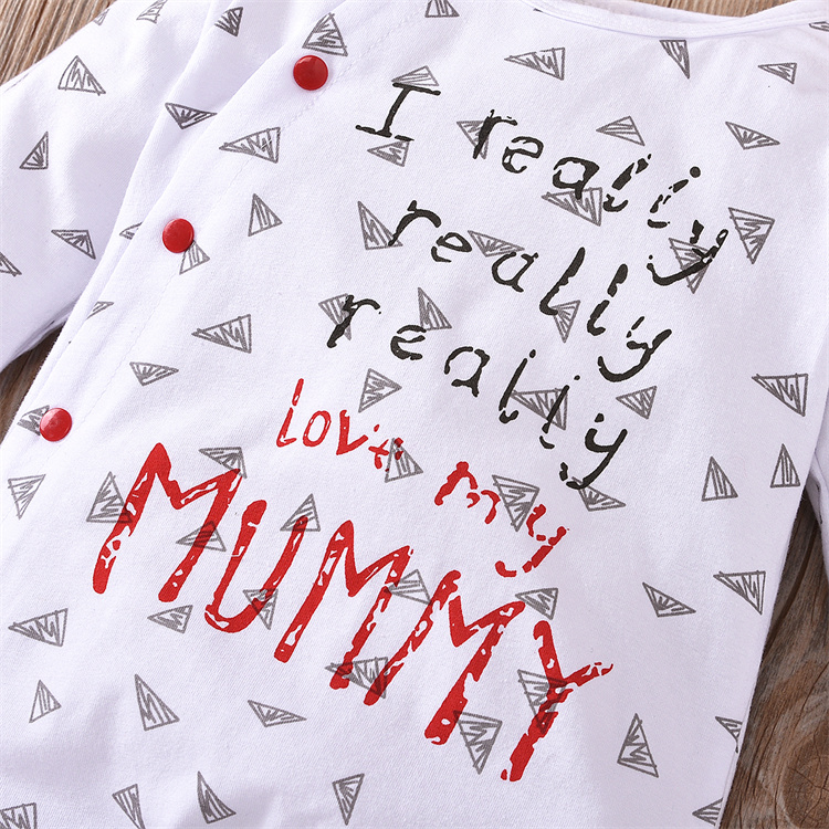 Qidehao Bio Baumwolle Buchstabe Langarm Bodysuit