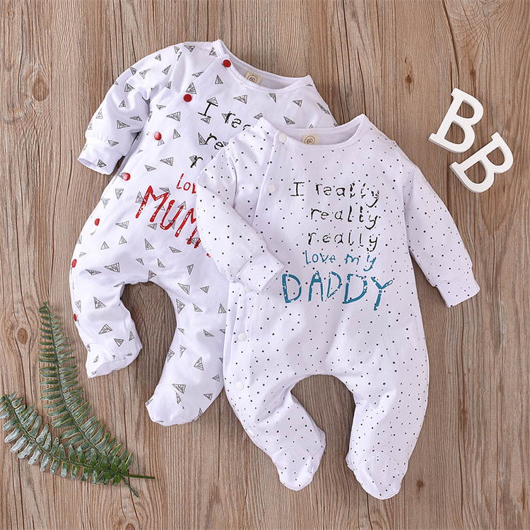 Qidehao Bio Baumwolle Buchstabe Langarm Bodysuit
