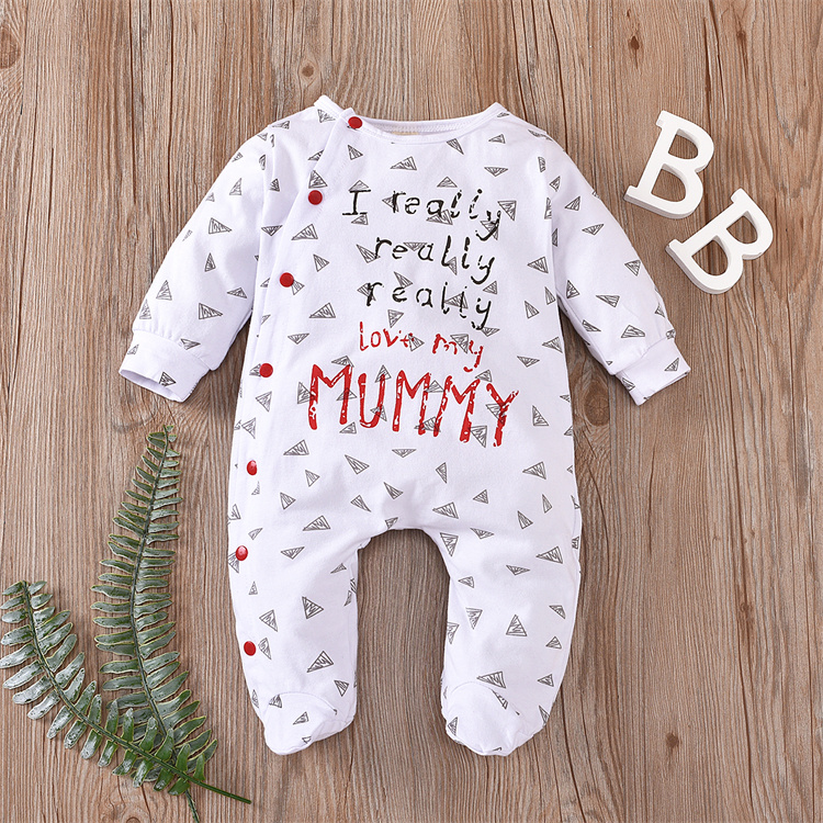 Qidehao Bio Baumwolle Buchstabe Langarm Bodysuit
