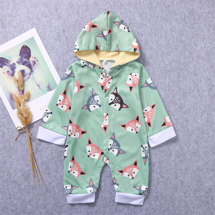 Dear Fubao Cute Fox Print Baby Kapuze Bodysuit