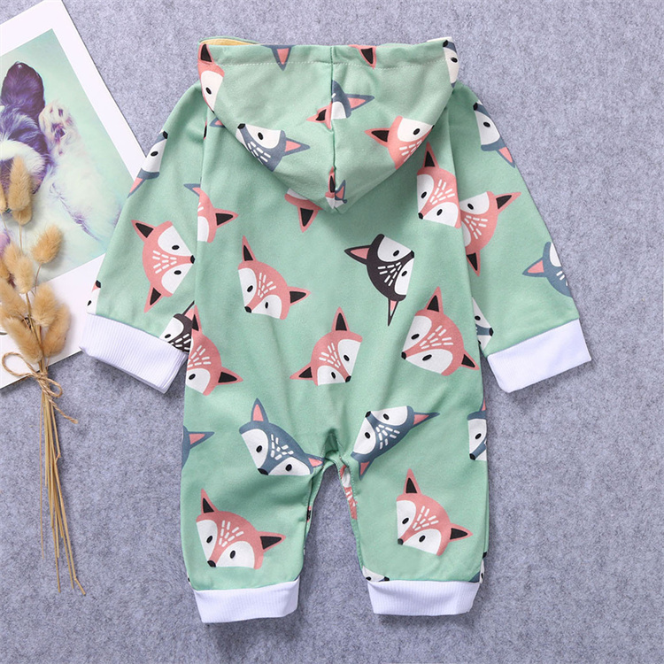Dear Fubao Cute Fox Print Baby Kapuze Bodysuit